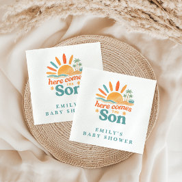 Hier kommt die Son Retro Baby Boy Dusche Serviette