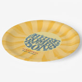 Hier kommt die Son Retro Baby Dusche Pappteller (Schrägansicht)