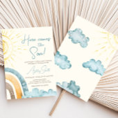 Hier kommt die Son Retro Babydusche Einladung