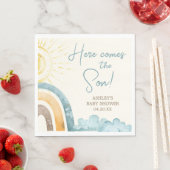 Hier kommt die Son Retro Babydusche Serviette (Beispiel)