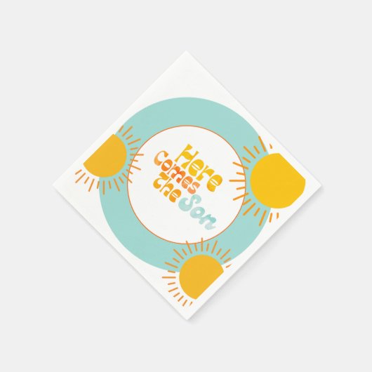 Hier kommt die Son Retro Babydusche Serviette (Ecke)