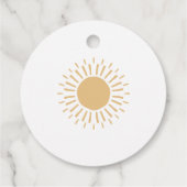 Hier kommt die Son Retro Boho Boy Baby Dusche Geschenkanhänger (Rückseite)