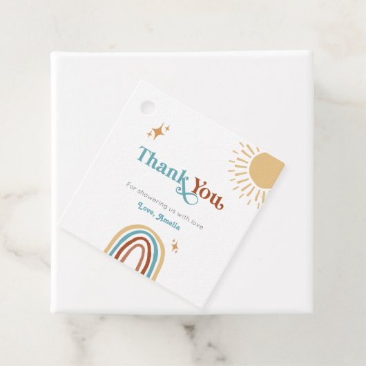 Hier kommt die Son Retro Boho Boy Baby Dusche Geschenkanhänger (Beispiel)