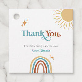 Hier kommt die Son Retro Boho Boy Baby Dusche Geschenkanhänger