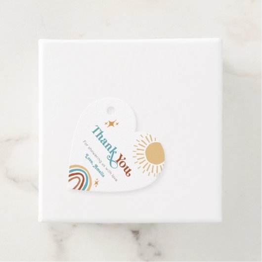 Hier kommt die Son Retro Boho Boy Baby Dusche Geschenkanhänger (Beispiel)