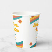 Hier kommt die Son Retro Boy Baby Dusche Pappbecher (Rechts)