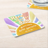 Hier kommt die Son Retro Boys Baby Dusche Rechteckiger Pappuntersetzer (angewinkelt)