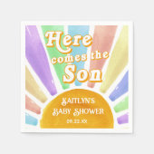 Hier kommt die Son Retro Boys Baby Dusche Serviette (Vorderseite)