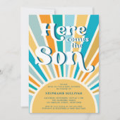 Hier kommt die Son Retro Sun Baby Dusche Einladung (Vorderseite)