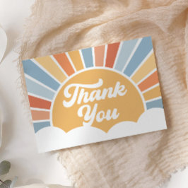 Hier kommt die Son Retro Sunshine Boy Baby Dusche Dankeskarte