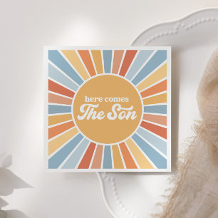 Hier kommt die Son Retro Sunshine Boy Baby Dusche Serviette