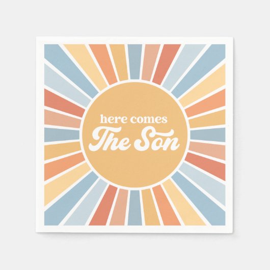Hier kommt die Son Retro Sunshine Boy Baby Dusche Serviette (Vorderseite)