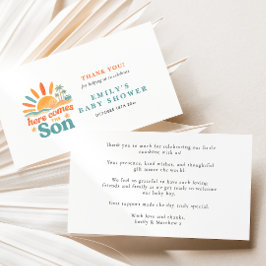 Hier kommt die Son Summer Baby Boy Dusche Dankeskarte