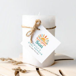 Hier kommt die Son Summer Baby Boy Dusche Geschenkanhänger