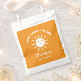 Hier kommt die Son Sun Baby Dusche Orange White Geschenktütchen