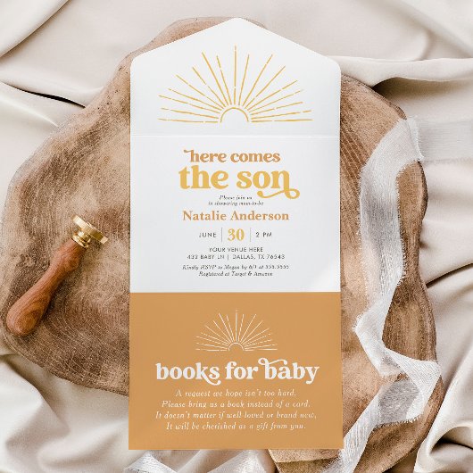 Hier kommt die Son Sunshine Baby Dusche All In One Einladung