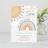 Hier kommt die Son Sunshine Baby Dusche Einladung (Stehend Vorderseite)