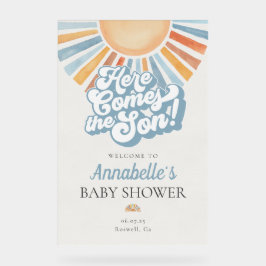 Hier kommt die Son Sunshine Baby Dusche Willkommen Acrylschild