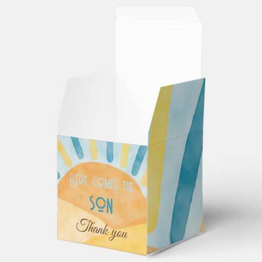 Hier kommt die Son Sunshine Blue Ray Baby Dusche Geschenkschachtel (Geöffnet)