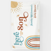 Hier kommt die Son Sunshine Boy Baby Dusche Banner (Vertikal)