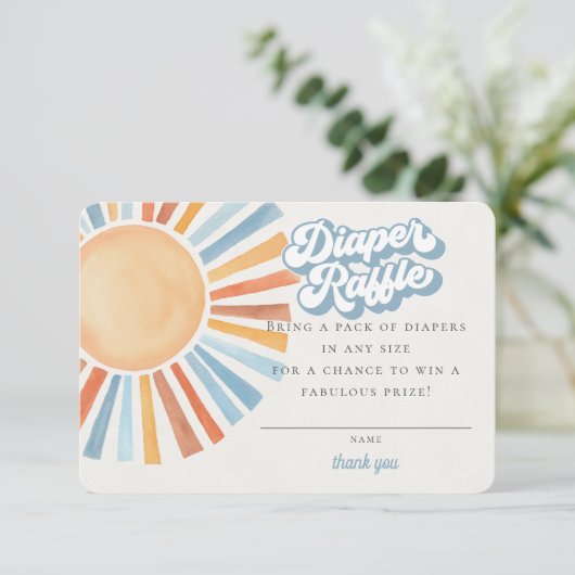 Hier kommt die Son Sunshine Boy Diaper Raffle Card Begleitkarte (Stehend Vorderseite)