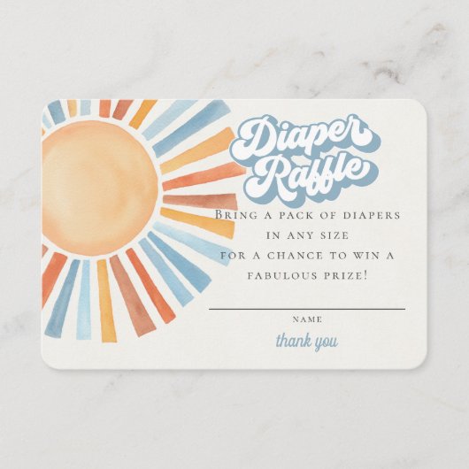 Hier kommt die Son Sunshine Boy Diaper Raffle Card Begleitkarte (Vorderseite)