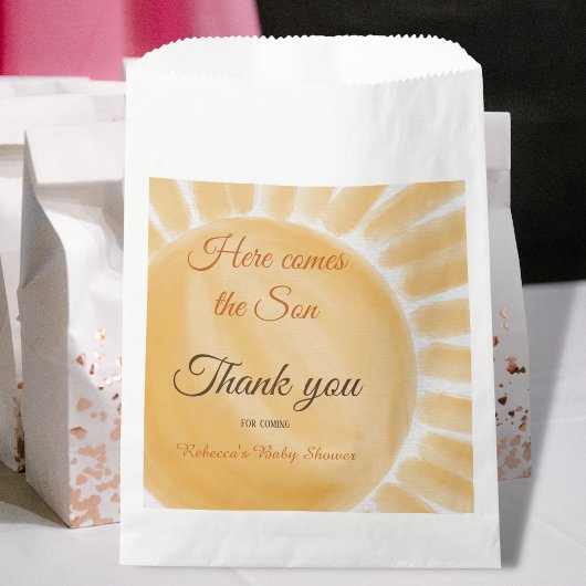 Hier kommt die Son Sunshine Yellow Ray Baby Dusche Geschenktütchen