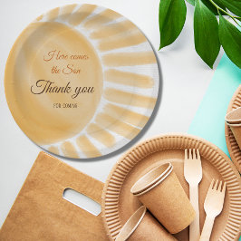 Hier kommt die Son Sunshine Yellow Ray Baby Dusche Pappteller