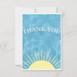 Hier kommt die Son Watercolor Babydusche nach Maß Dankeskarte