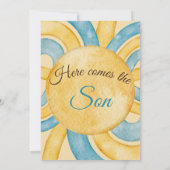 Hier kommt die Son Yellow Blue Rays Baby Dusche Einladung (Rückseite)