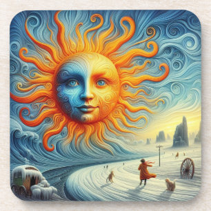 Hier kommt die Sonne - AI Art Print Getränkeuntersetzer