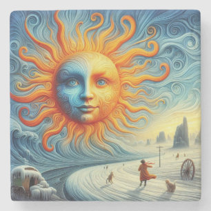 Hier kommt die Sonne - AI Art Print Steinuntersetzer