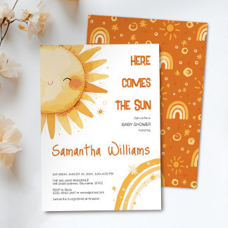 Hier kommt die Sonne | Boho Rainbow Baby Shower Einladung