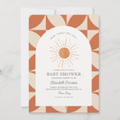 Hier kommt die Sonne Burnt Orange Sun Baby Dusche Einladung (Vorderseite)
