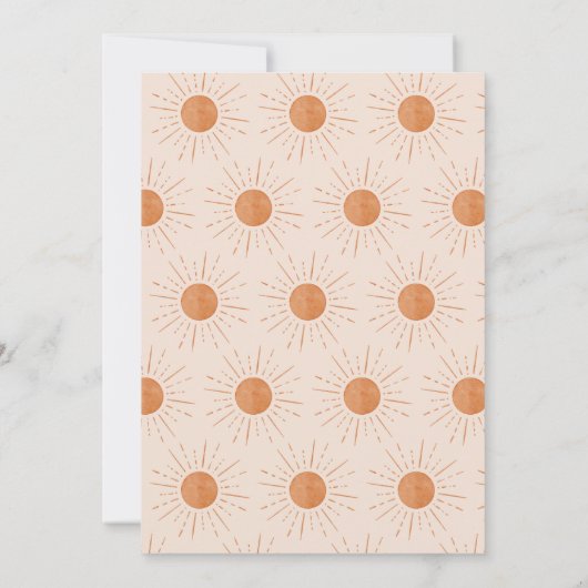 Hier kommt die Sonne Burnt Orange Sun Baby Dusche Einladung (Rückseite)