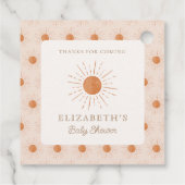 Hier kommt die Sonne Burnt Orange Sun Baby Dusche Geschenkanhänger (Rückseite)