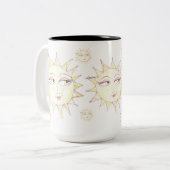 Hier kommt die Sonne..mit Augen Lichtsonne Zweifarbige Tasse (Vorderseite Links)