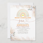 Hier kommt die Sonne Regenbogen 1. Geburtstag Einladung (Vorderseite)