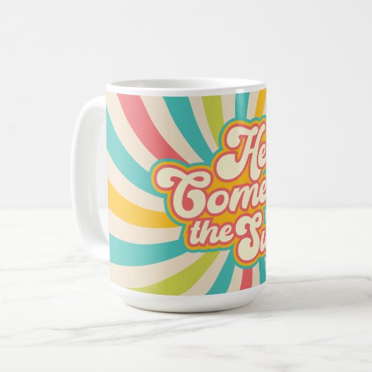 Hier kommt die Sonne Retro Summer Vibes Kaffeetasse (Vorderseite Links)