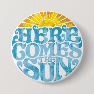 Hier kommt die Sonne Retro Vintage Button