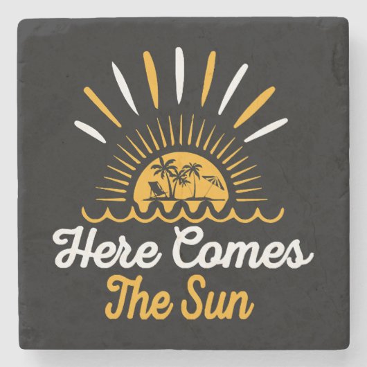 Hier kommt die Sonne Steinuntersetzer (Vorderseite)