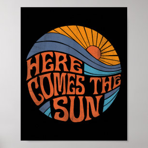 Hier kommt die Sonne Vintage Retro Sechziger Surf Poster