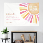 Hier kommt die sonnenbader Baby-Dusche Banner