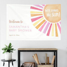 Hier kommt die sonnenbader Baby-Dusche Banner