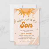 Hier kommt die sonnendurchflutete Babydusche des S Einladung (Vorderseite)