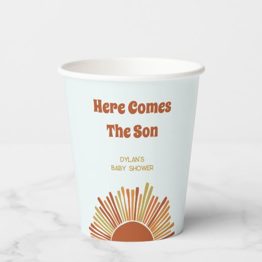 Hier kommt die Sonnendusche Boho Sunshine Pappbecher (Rückseite)