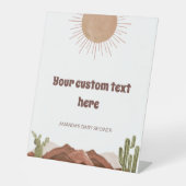 Hier kommt die Sonnendusche mit individueller Tisc Sockelschild (Vorderseite)