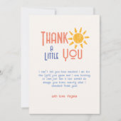 Hier kommt die sonnenfarbene Retro-Sonnendusche Dankeskarte (Vorderseite)