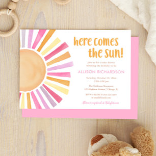 Hier kommt die sonnengefleckte Babydusche Einladung