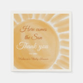 Hier kommt die sonnengelbe Sonnencreme-Babydusche Serviette (Vorderseite)